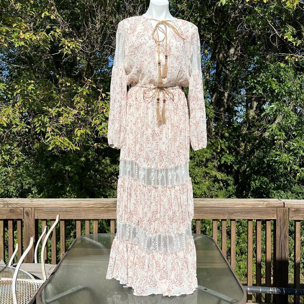 Island Tribe Manda Floral Boho Style Maxi Dress Size Small - Picture 3 of 7